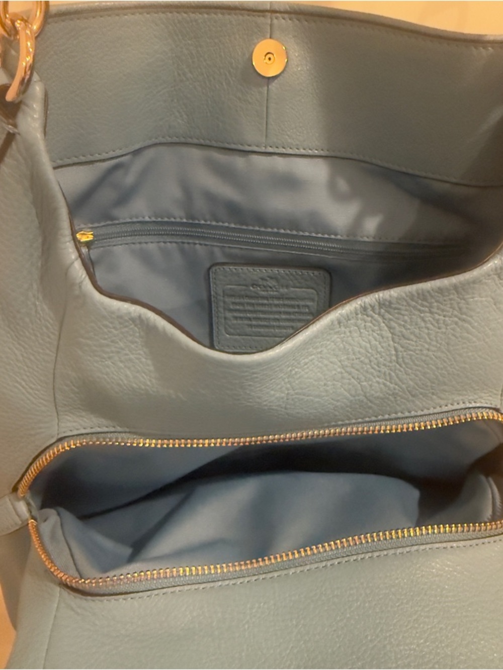 🩵🌼 Coach Madison Phoebe Cornflower Blue Pebbled Leather Shoulder Bag - EUC! - Picture 9 of 16